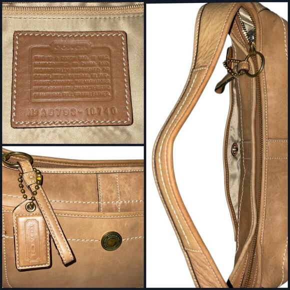 VINTAGE COACH ERGO TAN LEATHER FRONT POCKET HALF MOON SHOULDER BAG - Picture 3 of 16